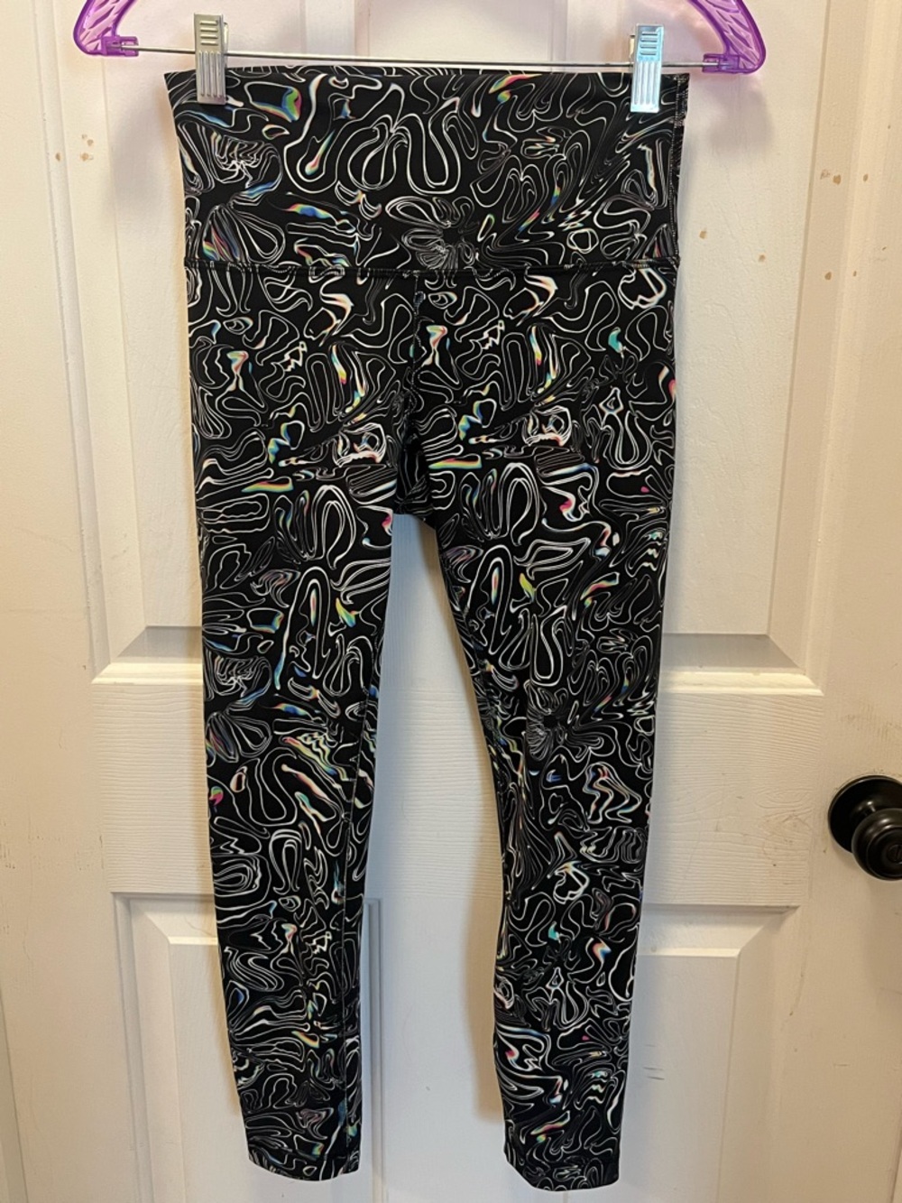 🍋🦄 NWOT Lululemon Wunder Train HR Crop 23" - Daisyfied Yogo Moonbow Black - Sz 6
